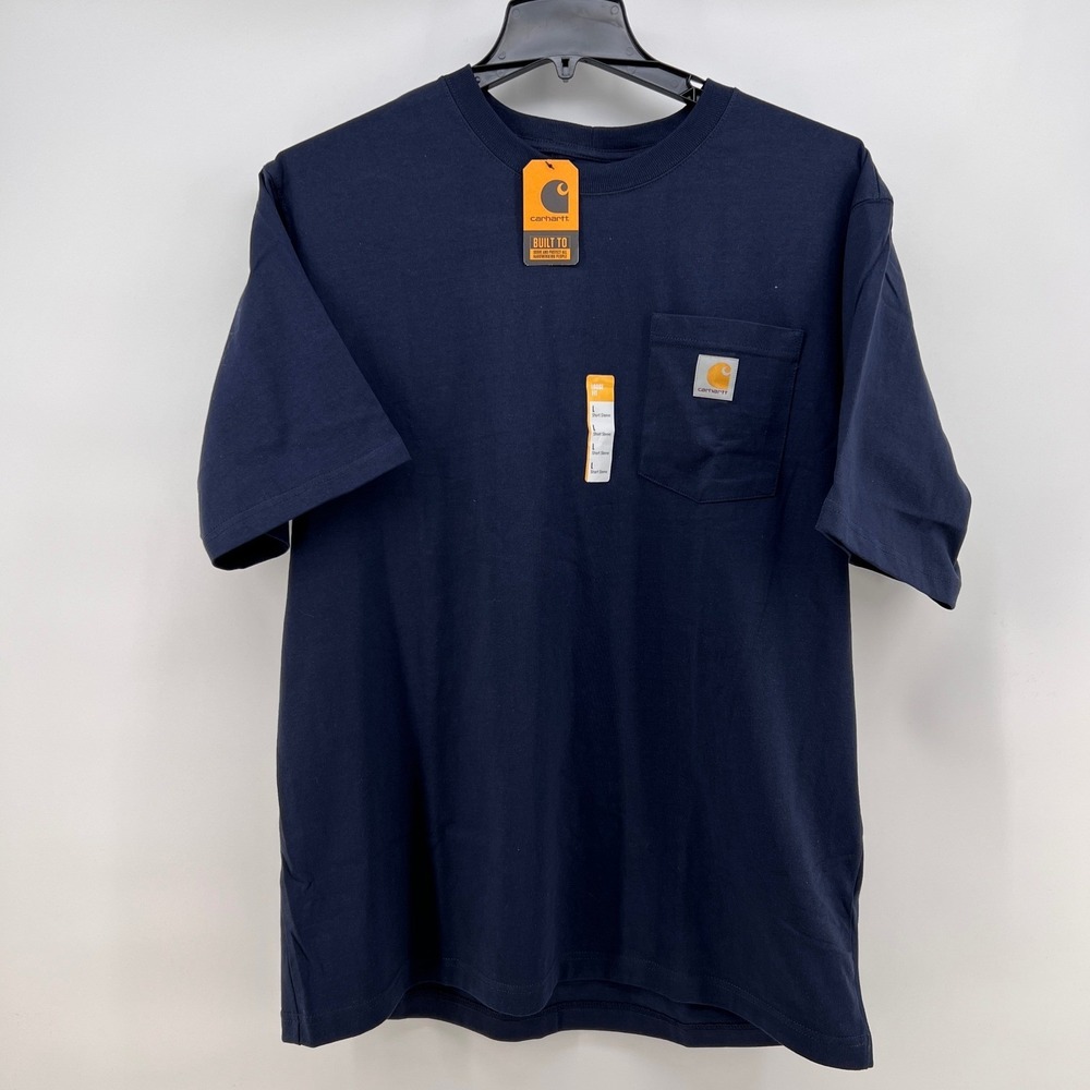 Carhartt K87-M Mens Navy Blue Loose Fit Short Sleeve Pocket T Shirt Size L New